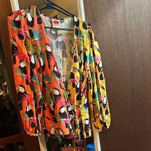 Anthropologie Tropical Print Wrap Blouse